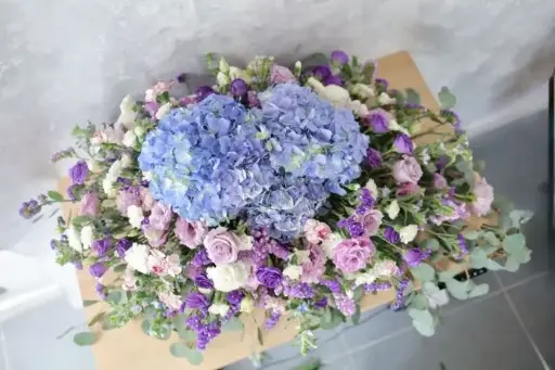 一米紫藍色繡球棺面花